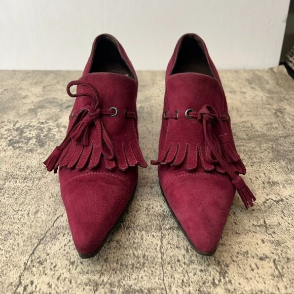 Walter Steiger Maroon Suede Victorian Kitten Heels Size 6 - Picture 1 of 13